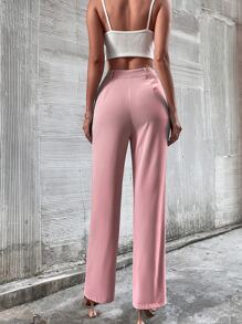 SHEIN Unity 高腰拼接細節長褲 - 淺粉色 - 查看 2