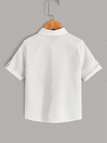 SHEIN 小男童捲邊袖襯衫