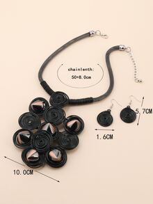 EMERY ROSE 3pcs Round Decor Jewelry Set - Black - View 3