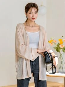 DAZY Batwing Sleeve Open Front Coat - Apricot - View 4