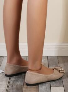 Giày bệt Nữ Ngọc trai màu trơn Đúng mốt - Màu be - Xem 2