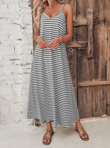 SHEIN LUNE Vestido camisero con estampado de rayas - Multicolor - Ver 5