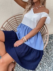 Đầm Thắt nút Viên lá sen Khối Màu Giải trí - Nhiều màu - Xem 4