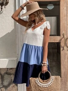 Đầm Thắt nút Viên lá sen Khối Màu Giải trí - Nhiều màu - Xem 6