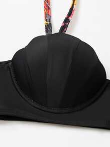 Tropical Print Push Up Bikini - Multicolor - View 6