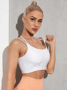 Yoga Trendy Medium Support  Crisscross Sports Bra - White - View 5