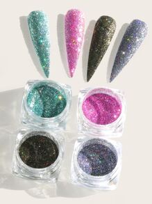 4boxes Nail Art Glitter Powder DIY Nail Charms Nail Gems Nail Supplies - Multicolor - View 2