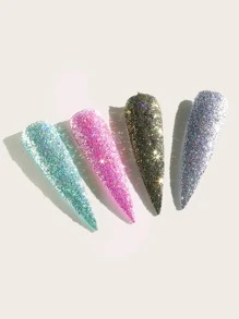 4boxes Nail Art Glitter Powder DIY Nail Charms Nail Gems Nail Supplies - Multicolor - View 4
