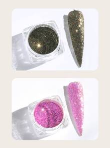 4boxes Nail Art Glitter Powder DIY Nail Charms Nail Gems Nail Supplies - Multicolor - View 5