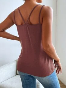 Double Strap Solid Cami Top - Dusty Pink - View 2