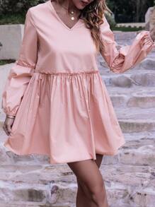 SHEIN Unity 燈籠袖褶邊洋裝 - 淺粉色 - 查看 5