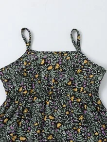 Toddler Girls Knot Hem Button Up Blouse & Floral Print Ruffle Hem Cami Dress - Multicolor - View 6