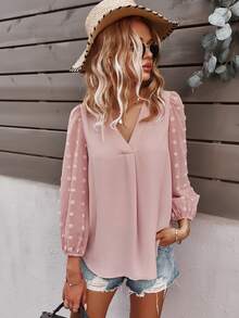 SHEIN LUNE Women Blouses Plain Boho - Baby Pink - View 1