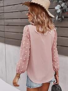 SHEIN LUNE Women Blouses Plain Boho - Baby Pink - View 2
