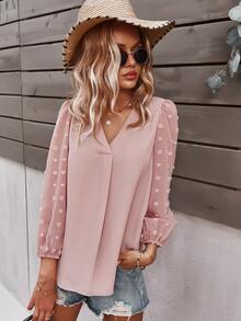 SHEIN LUNE Women Blouses Plain Boho - Baby Pink - View 6