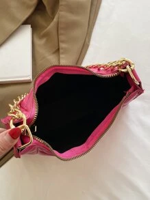 Túi xách nữ xuyên biên giới thời trang mới 2024, Túi đeo vai màu trơn kim cương ca rô phong cách Hàn Quốc, Túi tote và túi Messenger - Màu Hồng Tươi - Xem 2