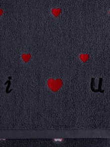 QIBHI 1 pieza Toalla de baño con bordado de corazón o 1 pieza Toalla de mano, toalla suave y cómoda para el baño, decoración del hogar, vuelta al colegio, para salón de belleza, baño del hogar - Gris Oscuro - Ver 7