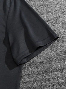 Manfinity Homme 男士字母圖案T恤 - 黑色 - 查看 3