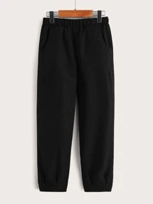 SHEIN Quần Trai Túi màu trơn Giải trí - màu đen - Xem 1