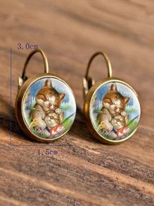 1 bông tai hình con mèo trang sức đồng - Nhiều màu - Xem 3