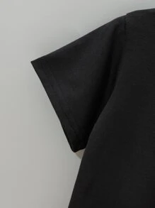 SHEIN Young Girl 3D Bear Decor Tee Dress - Black - View 4