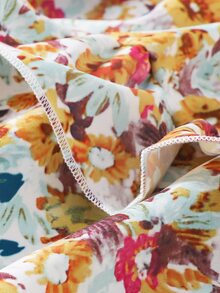 Đầm em bé viền lá sen Xù phân lớp Dải chun Hoa Tất cả trên in Boho - Nhiều màu - Xem 3