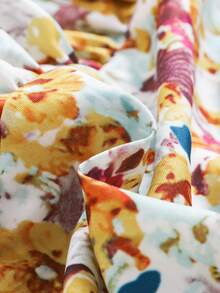 Đầm em bé viền lá sen Xù phân lớp Dải chun Hoa Tất cả trên in Boho - Nhiều màu - Xem 6