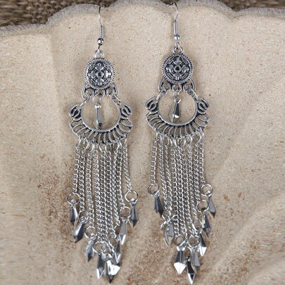 Metal Tassel Drop Earrings