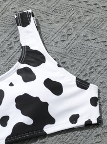 Tween Girl 奶牛印花比基尼套装和沙滩裙 夏日海滩