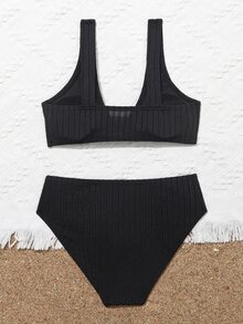 Tween Girl Plain Knot Bikini Set Summer Beach