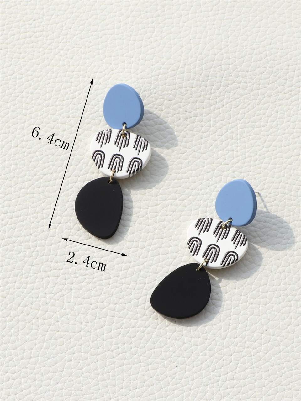 Color Block Geometric Drop Earrings