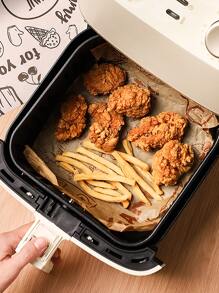 1盒食品羊皮紙熱風烤箱廚房烤箱襯墊烤紙空氣炸鍋烤紙空氣炸鍋空氣炸 - 彩色 - 查看 2
