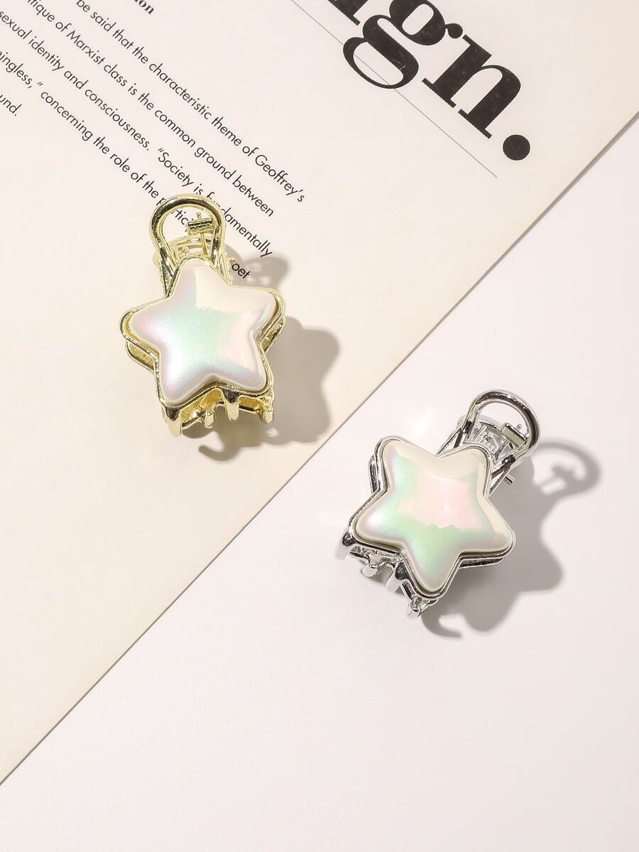 2 piezas Garra de pelo con estrella con diseño metal - Multicolor - Ver 1