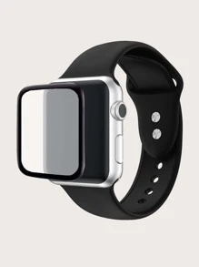 1入組矽膠錶帶適用於Apple Watch和1入組螢幕保護膜 - 黑色 - 查看 1