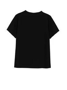 เสื้อยืด ของแข็ง พอดีตัว - สีดำ - ดู 2