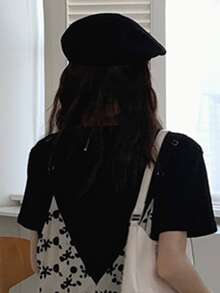 เสื้อยืด ของแข็ง พอดีตัว - สีดำ - ดู 3