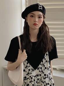 เสื้อยืด ของแข็ง พอดีตัว - สีดำ - ดู 4