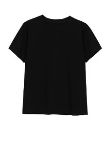 เสื้อยืด ของแข็ง พอดีตัว - สีดำ - ดู 5