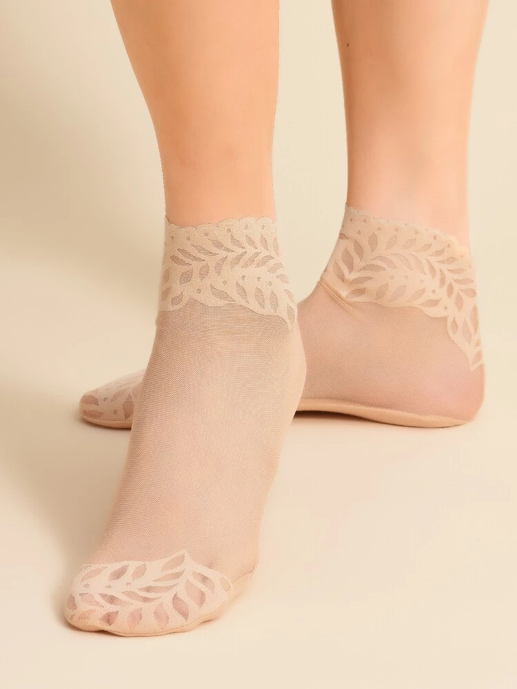 5pairs Leaf Pattern Ankle Socks
