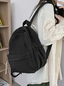 Không thấm nước , Có thể mang đi , Nhẹ Tối giản Trang trí nút Ba lô Cổ điển - màu đen - Xem 1