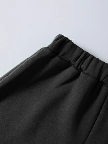 SHEIN Unity Shorts deportivos con estampado de letra - Negro - Ver 4