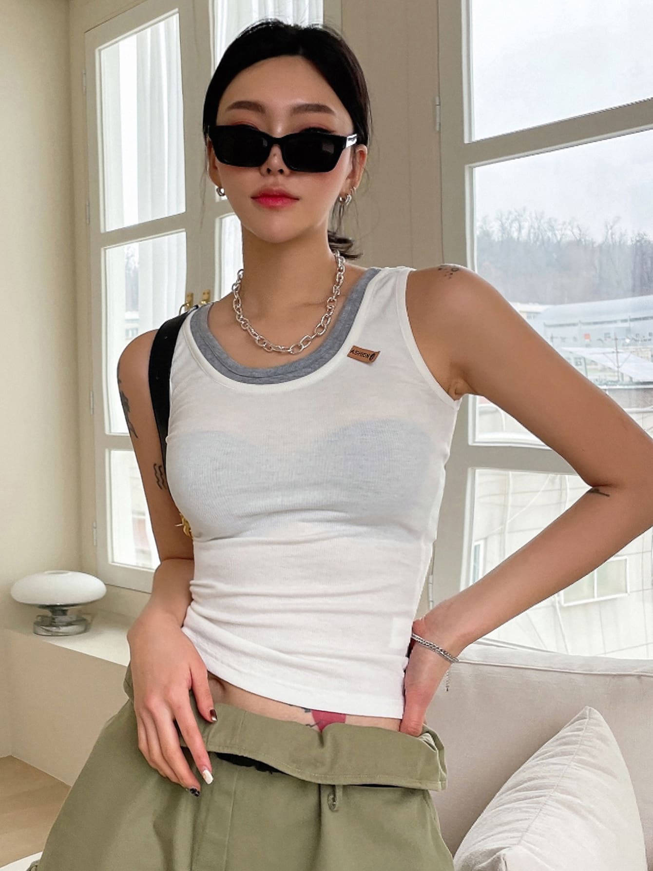 Contrast Trim Tank Top
