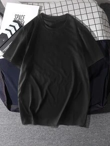 Manfinity 男士日文圖案和貓印花T恤 - 黑色 - 查看 2