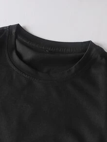 Manfinity 男士日文圖案和貓印花T恤 - 黑色 - 查看 6