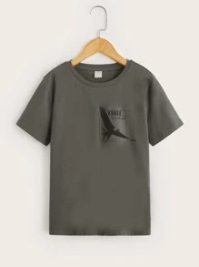 SHEIN 雙十字少年老鷹和字母圖形T恤