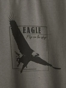 SHEIN 雙十字少年老鷹和字母圖形T恤