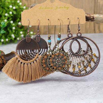 3pairs Tassel Drop Earrings