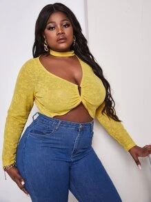 Slaydiva Plus Cut Out Bodysuit - Yellow - View 5