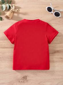 Tops em bé Đồ họa Lá thư - Đỏ - Xem 2