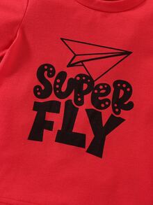 Tops em bé Đồ họa Lá thư - Đỏ - Xem 4